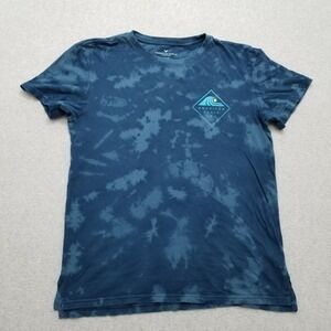 American Eagle Shirt Mens Medium Blue Tie Dye Short Sleeve Crew‎ Neck Spell Out